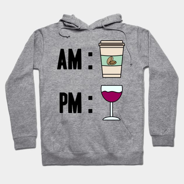 Wine and coffee desing AM and PM Hoodie by YellowQueen